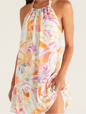 Z Supply Pastel Floral Halter Backless Dress - Pink, Orange, Yellow